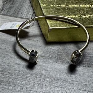 Kendra Scott Womens Gold Edie Platinum Drusy Stone Adjustable Cuff Bracelet NWT